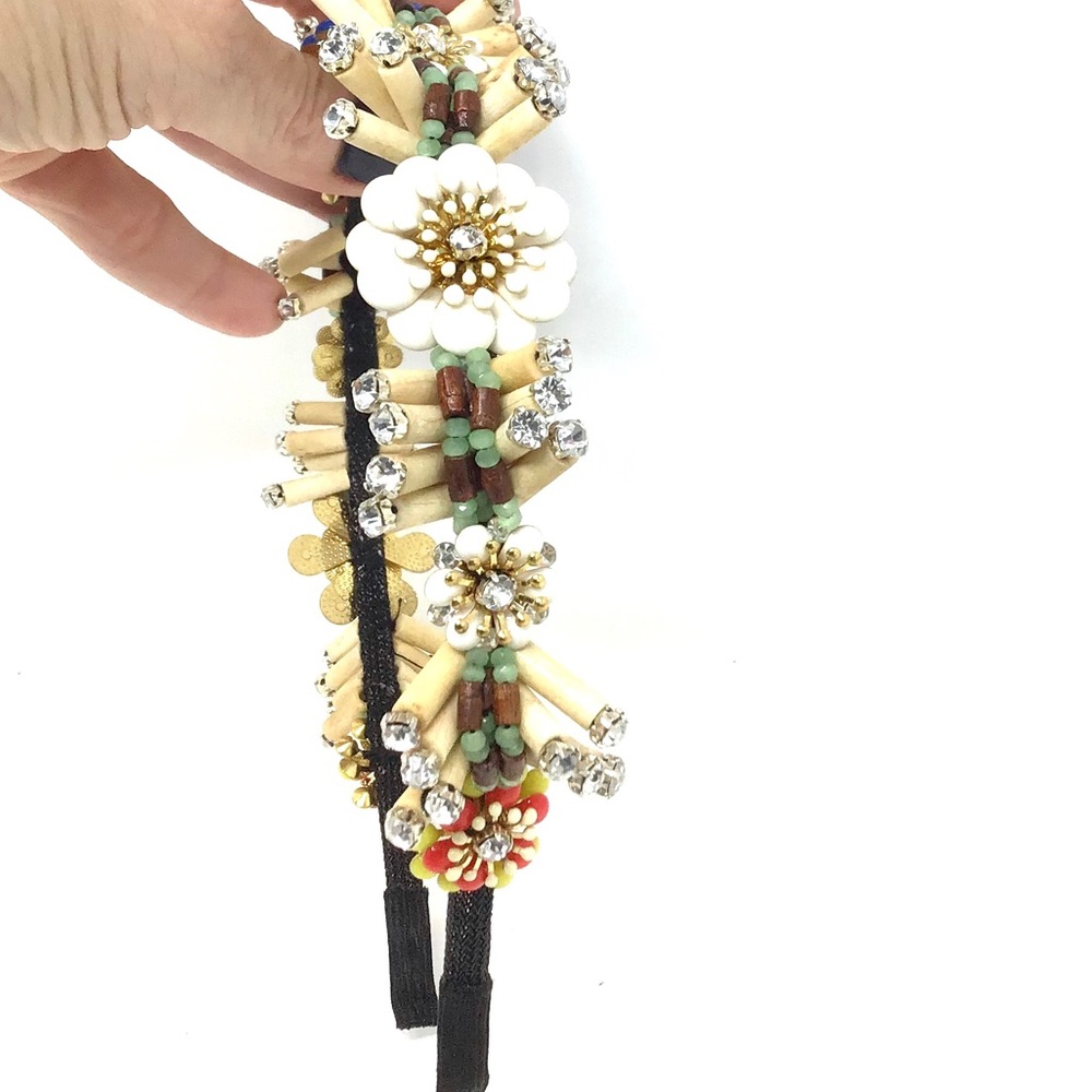 CRYSTAL & BEADED FLORAL HEADBAND